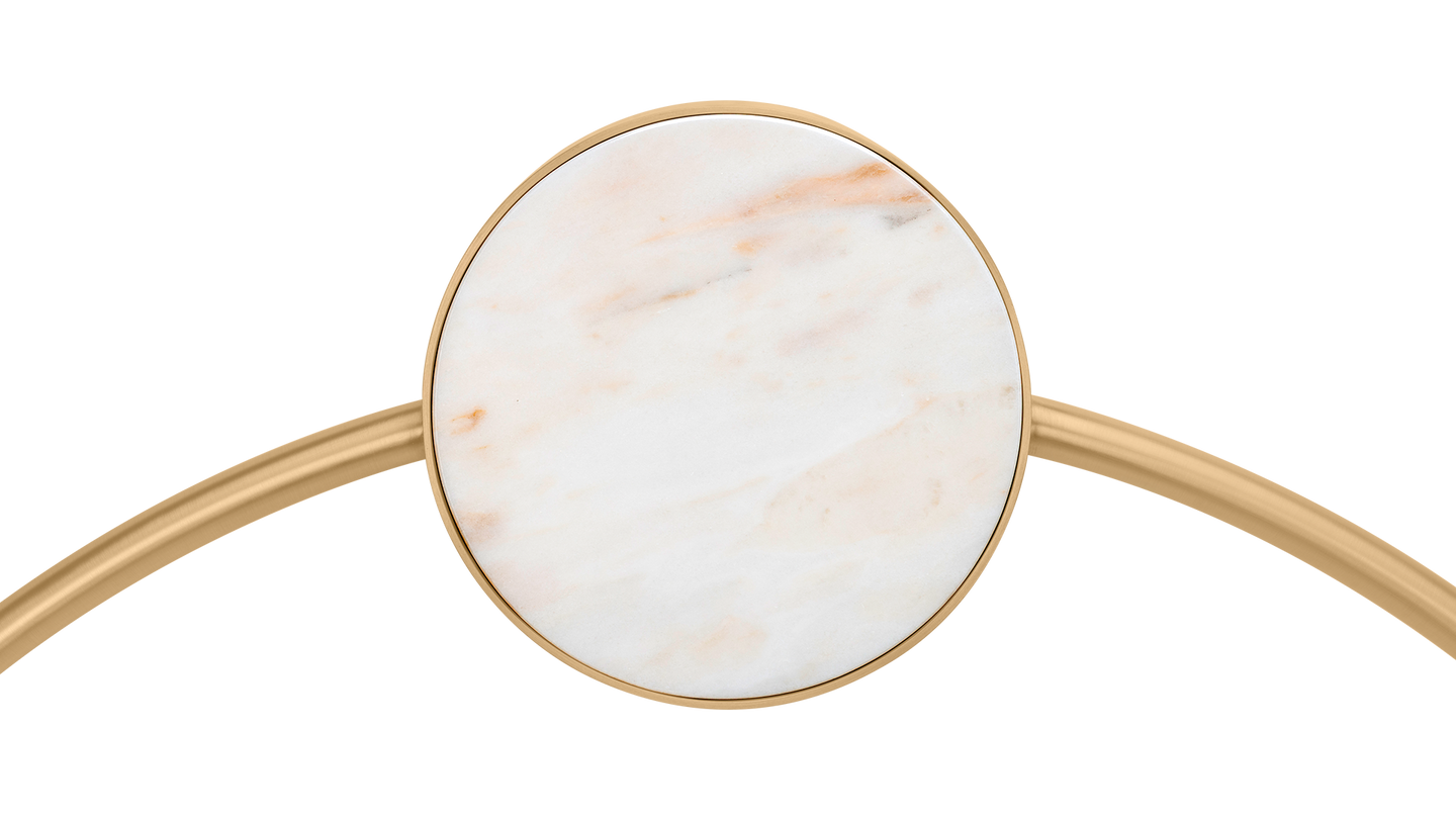 Round Brass Standing Mirror –